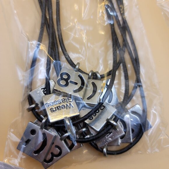 Chattitudes Faces Text Symbols Leather Cord Necklaces - Set of 12 jj3558 - Picture 4 of 5